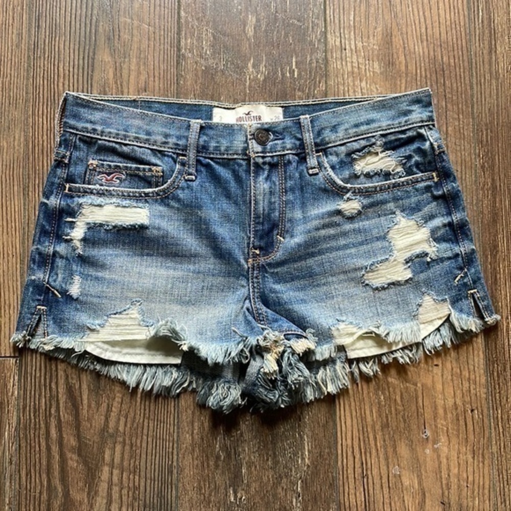 Hollister Women's Distressed Blue Denim Shorts